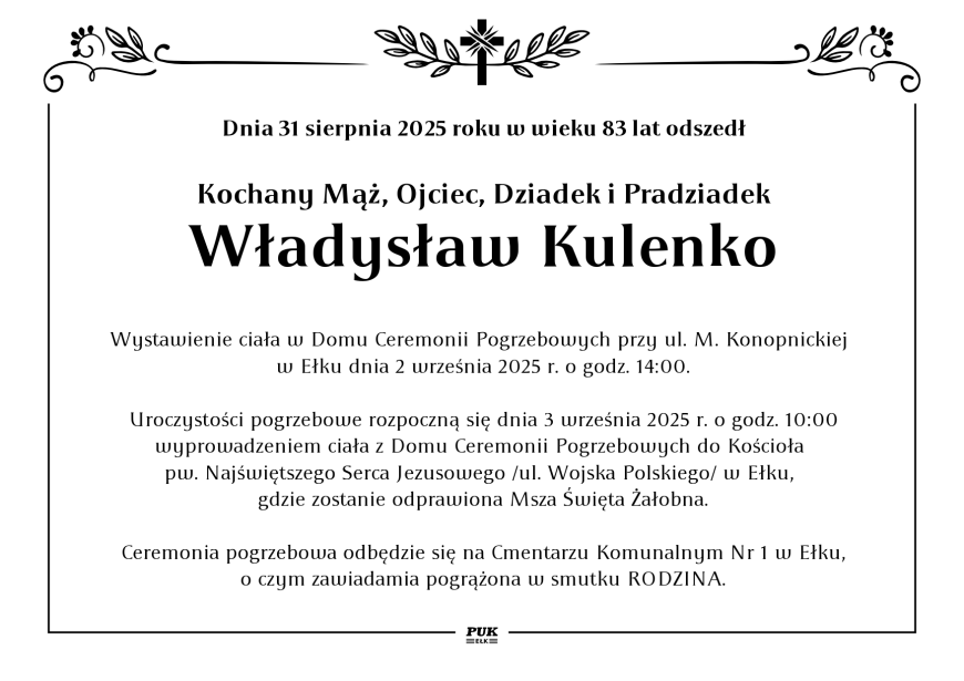 Władysław Kulenko - nekrolog